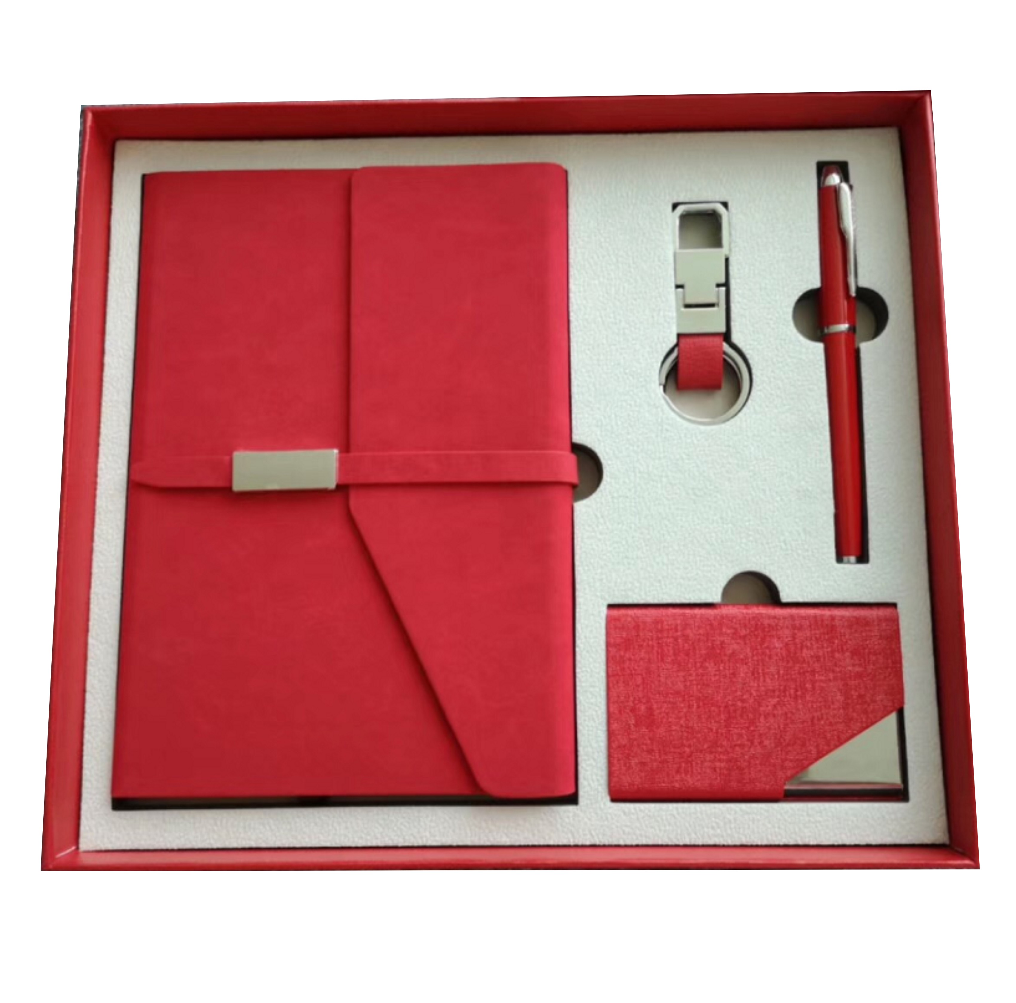 中国红办公商务套装记事本套装名片夹笔礼盒周年庆商务礼品